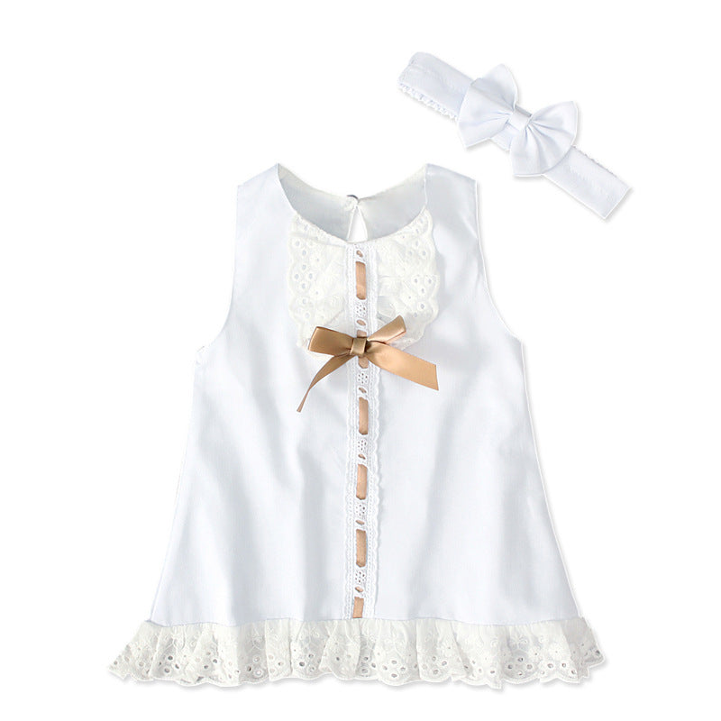 Baby Girl Lace Dress Set | Elegant Christening Gown with Bow Headband