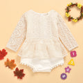 Lace Baby Romper | Beige Floral Jumpsuit for Baby Girls 0–2 Years