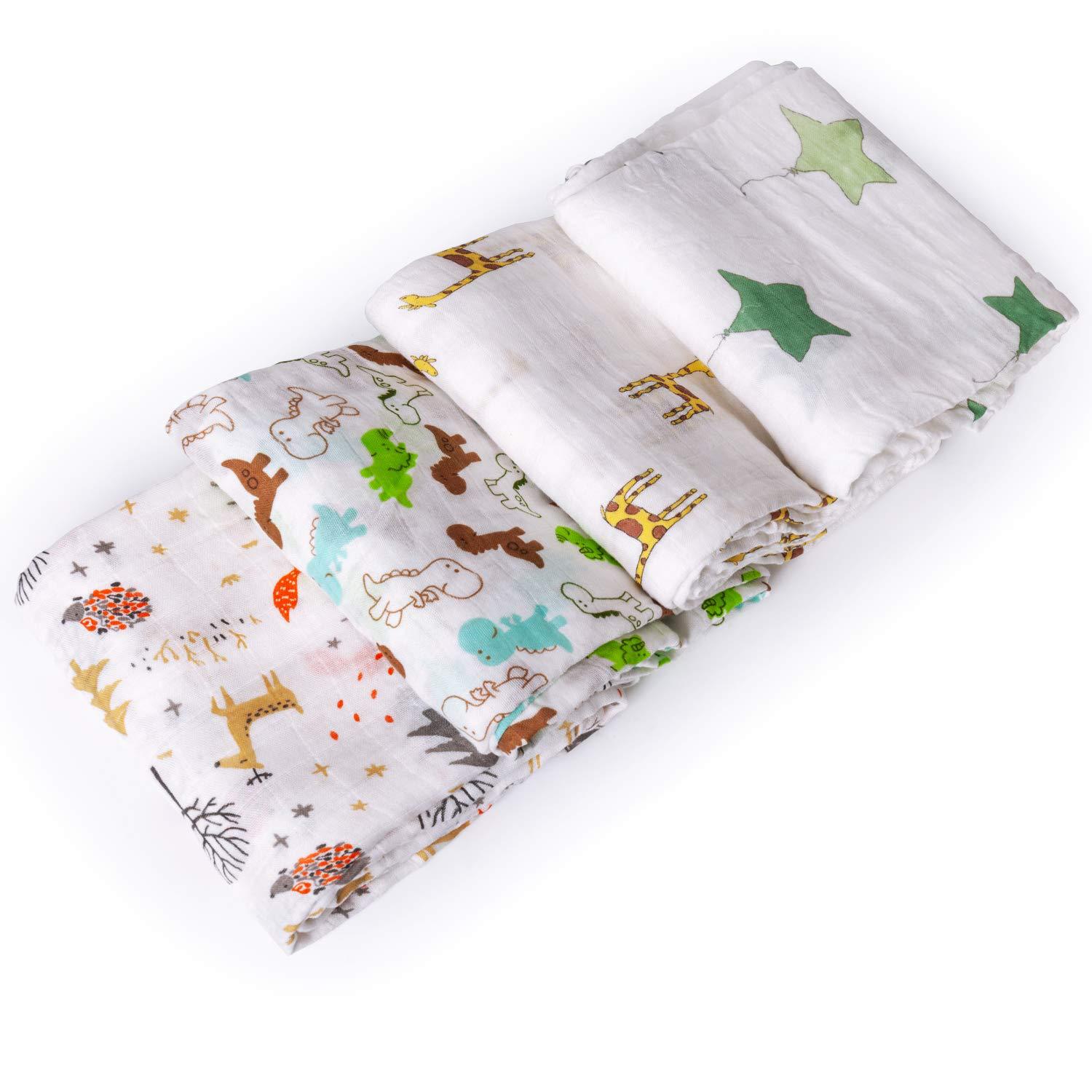 Bamboo Muslin Swaddle Blanket | Soft Neutral Receiving Blanket 120x120cm