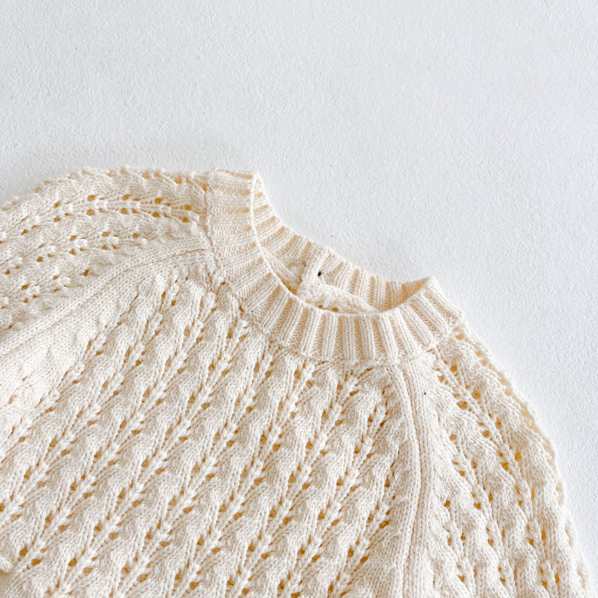 Baby Girl Knitted Romper | Elegant Cream Lace Jumpsuit for 0–2 Years
