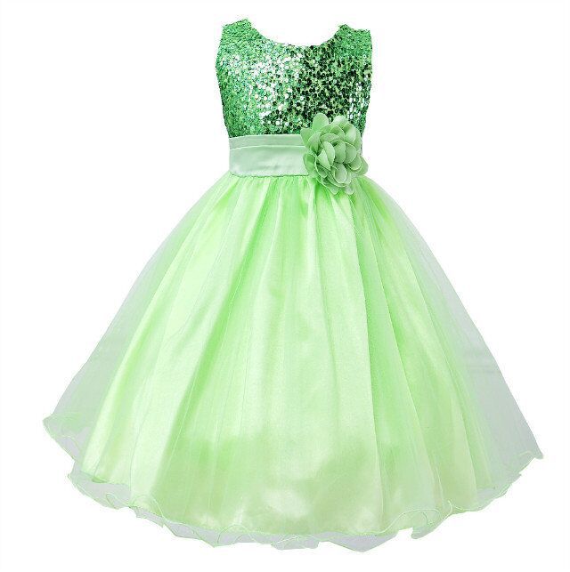 Girls Sequin Princess Dress | Flower Girl Wedding & Party Tulle Ball Gown
