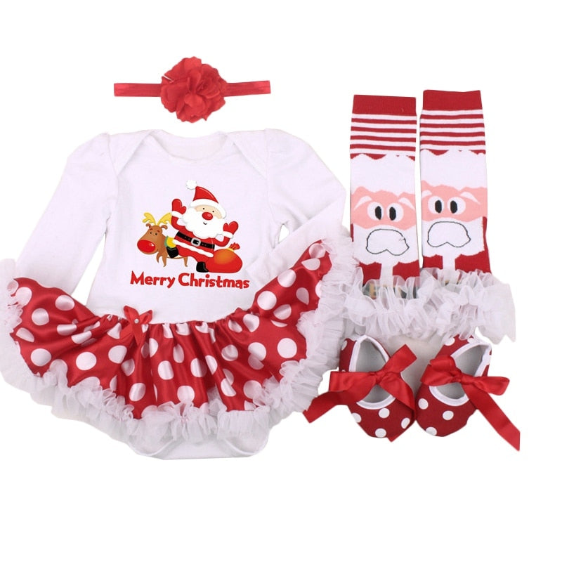 Christmas Baby Girl Gift Set | Festive 4-Piece Newborn Outfit