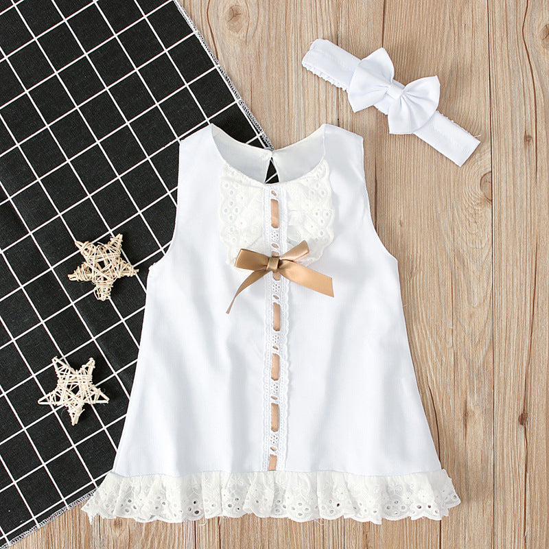 Baby Girl Lace Dress Set | Elegant Christening Gown with Bow Headband