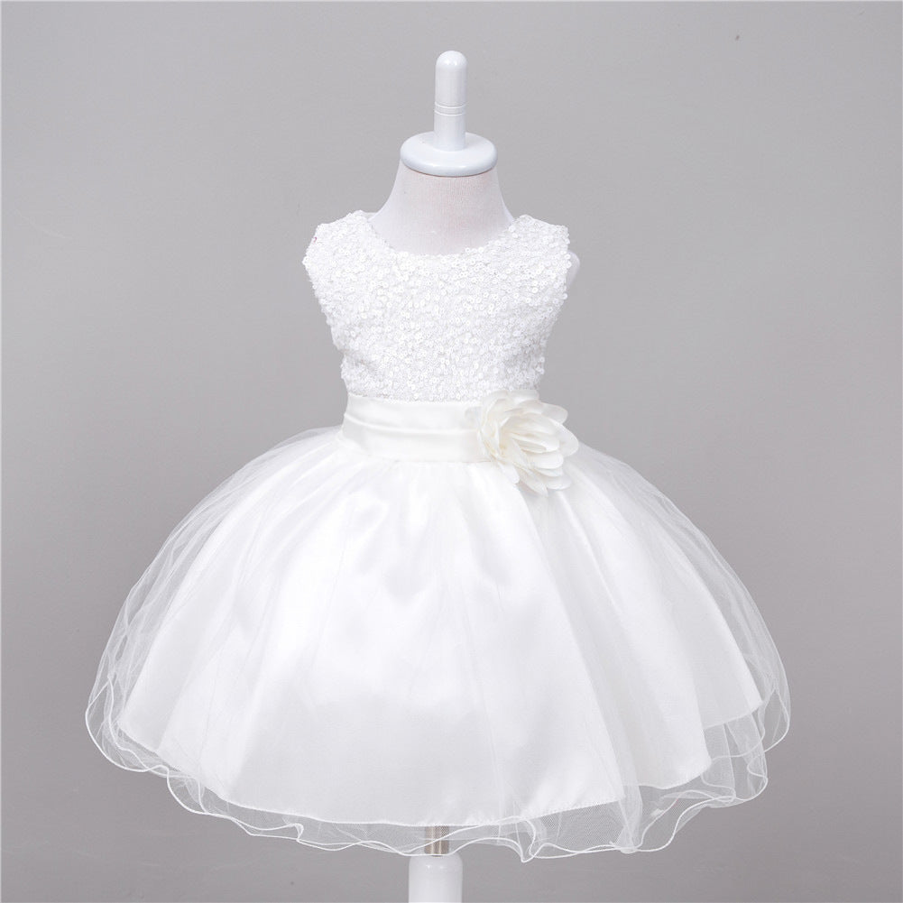 Girls Sequin Princess Dress | Flower Girl Wedding & Party Tulle Ball Gown
