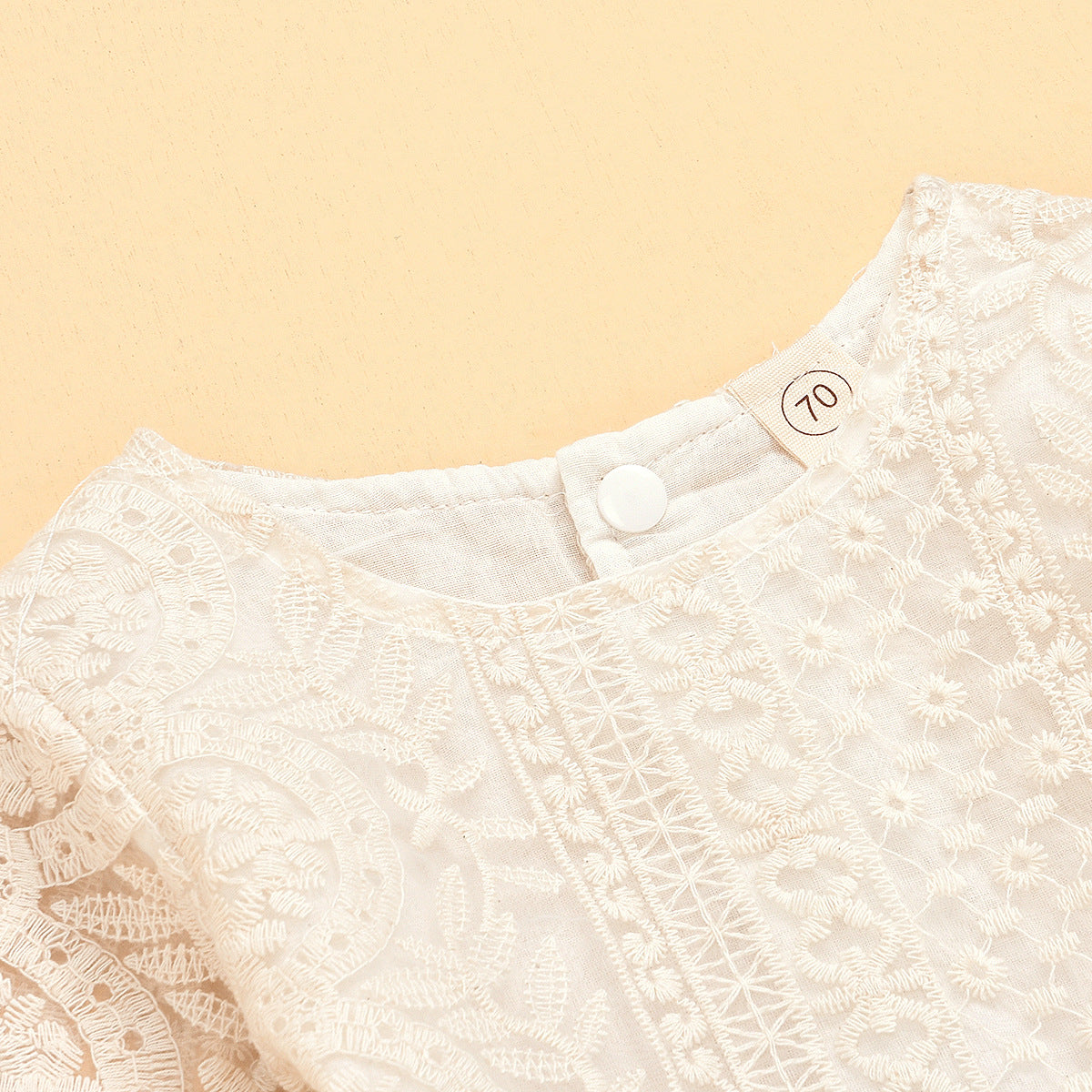 Lace Baby Romper | Beige Floral Jumpsuit for Baby Girls 0–2 Years