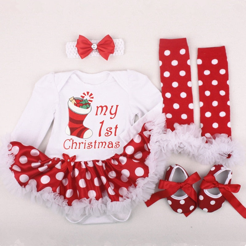 Christmas Baby Girl Gift Set | Festive 4-Piece Newborn Outfit