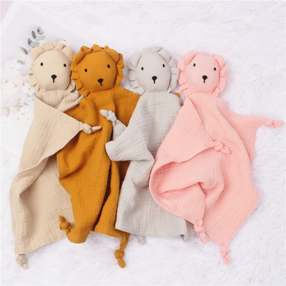 Baby Comfort Muslin Towel | Soft Cotton Lion Sleeping Doll & Saliva Towel