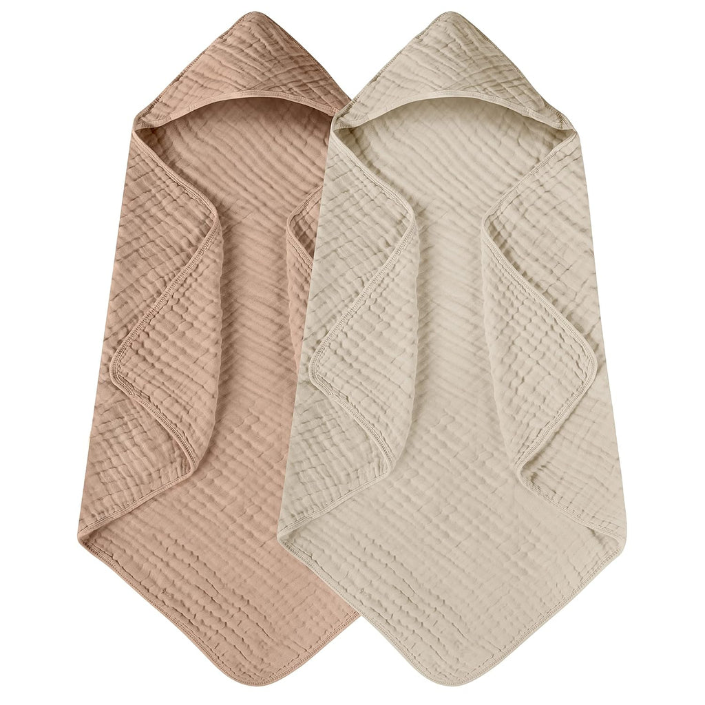 Hooded Baby Bath Towel | Soft Muslin Cotton 90x90cm for Newborns